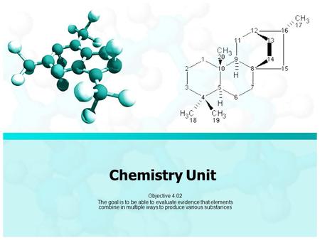Chemistry Unit Objective 4.02 The goal is to be able to evaluate evidence that elements combine in multiple ways to produce various substances.