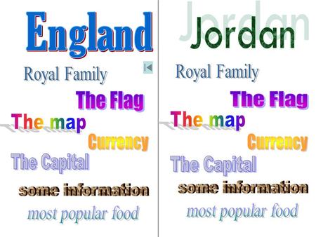 England Jordan Royal Family Royal Family The Flag The Flag The map