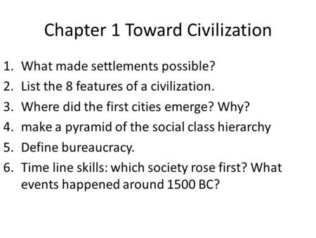 Chapter 1 Toward Civilization