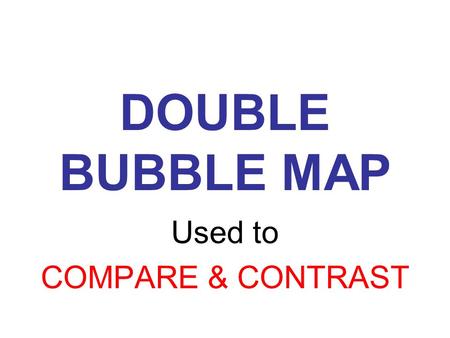 DOUBLE BUBBLE MAP Used to COMPARE & CONTRAST. Differences SimilaritiesDifferences.
