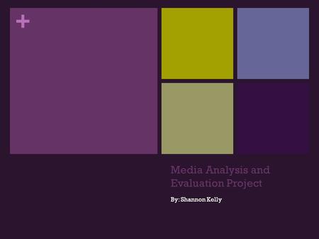 + Media Analysis and Evaluation Project By: Shannon Kelly.