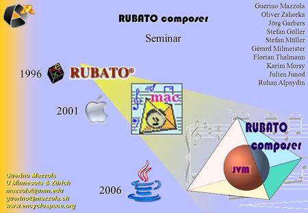 RUBATO composer Seminar Guerino Mazzola U Minnesota & Zürich  1996 2001 2006 Guerino.