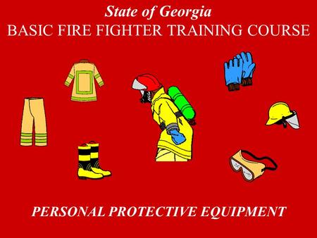 PERSONAL PROTECTIVE EQUIPMENT State of Georgia BASIC FIRE FIGHTER TRAINING COURSE.