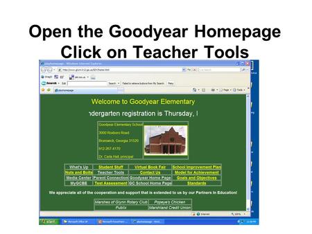 Open the Goodyear Homepage Click on Teacher Tools.