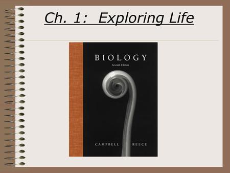 Ch. 1: Exploring Life. 1.Organization -The basic characteristic of life is a high degree of order. -Hierarchy of structural levels: Biosphere  Ecosystems.