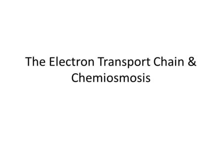 The Electron Transport Chain & Chemiosmosis. Aerobic Respiration 1.Glycolysis: C 6 H 12 O 6  2C 3 H 4 O 3 + 2 ATP + 2 NADH 2.Krebs: 2C 3 H 4 O 3  6CO.