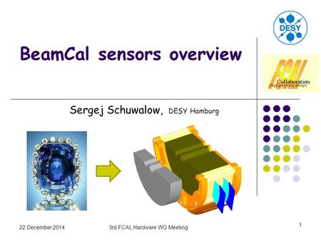 22 December 20143rd FCAL Hardware WG Meeting 1 BeamCal sensors overview Sergej Schuwalow, DESY Hamburg.