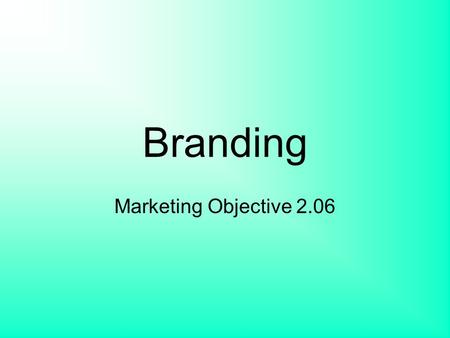 Branding Marketing Objective 2.06. Questions Why do companies develop brands? How do they come up with brands? What makes a brand successful?