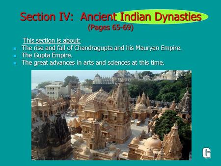 Section IV: Ancient Indian Dynasties (Pages 65-69)