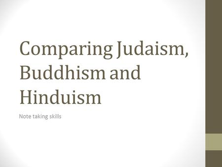 Comparing Judaism, Buddhism and Hinduism