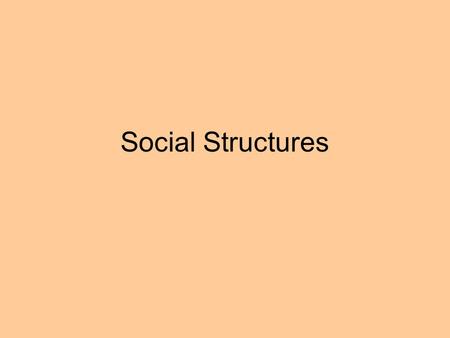 Social Structures. Social Structure  Social Structure is the different statuses and roles that make up the guidelines for human interaction.  Other.