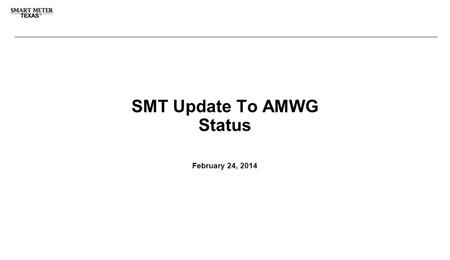 3 rd Party Registration & Account Management SMT Update To AMWG Status February 24, 2014.