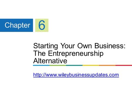 Starting Your Own Business: The Entrepreneurship Alternative   Chapter 6.