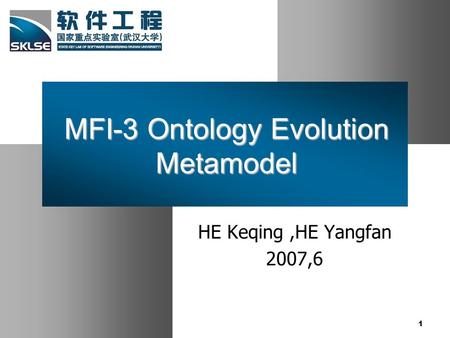 1 MFI-3 Ontology Evolution Metamodel HE Keqing,HE Yangfan 2007,6.