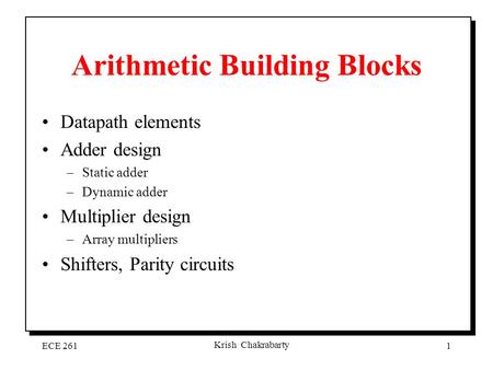 Arithmetic Building Blocks
