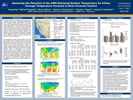 TEMPLATE DESIGN © 2008 www.PosterPresentations.com Assessing the Potential of the AIRS Retrieved Surface Temperature for 6-Hour Average Temperature Forecast.