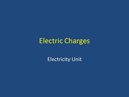 Electric Charges Electricity Unit.