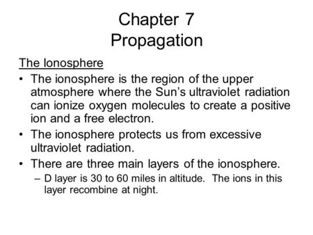 Chapter 7 Propagation The Ionosphere
