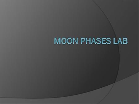 I. Objectives 1. Create a model of the moon phases, including the Earth and the sun. 2. Measure the angle that occurs between the moon, Earth and sun.