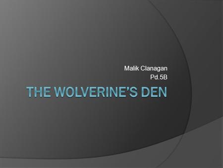 Malik Clanagan Pd.5B. What is “The Wolverine’s Den”  The Wolverine’s Den is a school convince store that sell everything from pens and pencils to snacks.