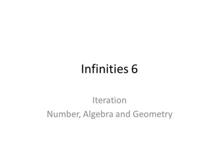 Infinities 6 Iteration Number, Algebra and Geometry.