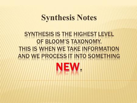 Synthesis Notes. DBQ EXAM QUESTION SYNTHESIS ESSAY.