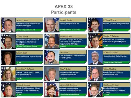 APEX 33 Participants Jeffrey C. Allen