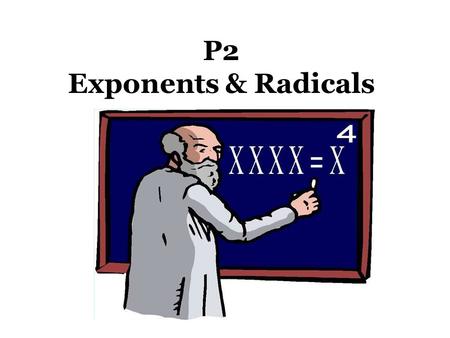 P2 Exponents & Radicals. What does an exponent tell you?? Repeated Multiplication How many times you multiply the base by itself.