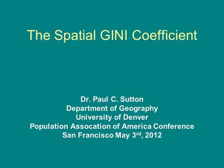 The Spatial GINI Coefficient