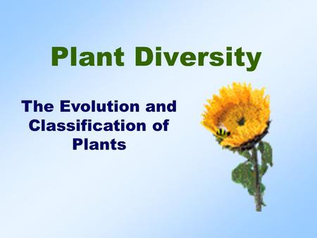 Plant Diversity The Evolution and Classification of Plants.