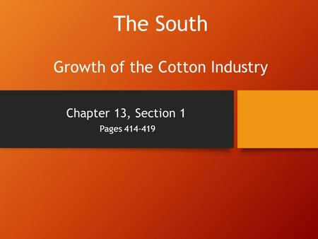 The South Growth of the Cotton Industry