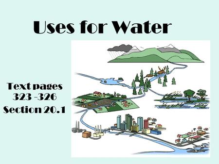 Uses for Water Text pages 323 -326 Section 20.1. Why care about water? Video (Short)Video Global Water Shortage: