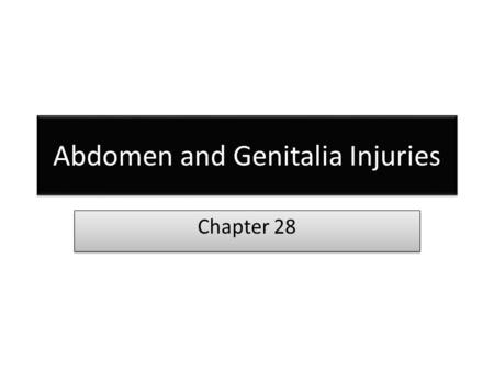 Abdomen and Genitalia Injuries Chapter 28. Hollow Organs in the Abdominal Cavity.