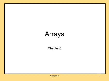 Chapter 61 Arrays Chapter 6. 2 Objectives learn about arrays and how to use them in Java programs learn how to use array parameters and how to define.