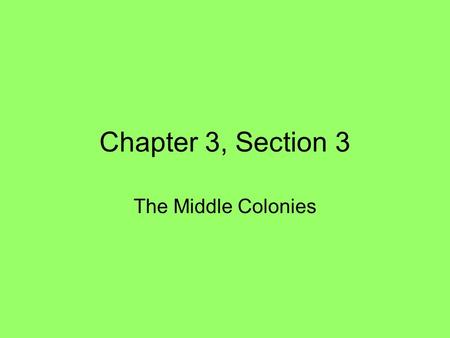 Chapter 3, Section 3 The Middle Colonies. New York and New Jersey New Netherland was founded in 1613 as a trading post with the Iroquois –Town of New.
