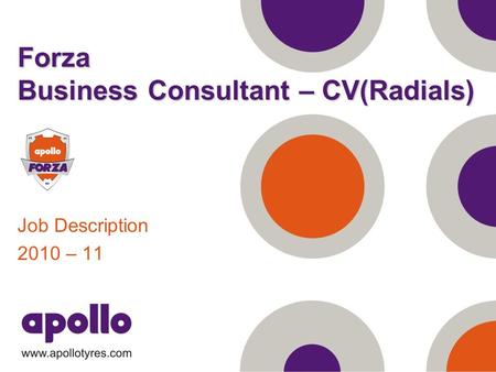 Forza Business Consultant – CV(Radials) Job Description 2010 – 11.