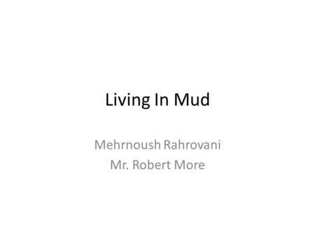 Living In Mud Mehrnoush Rahrovani Mr. Robert More.