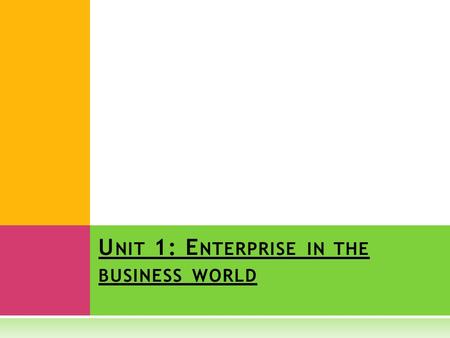 U NIT 1: E NTERPRISE IN THE BUSINESS WORLD L EARNING O BJECTIVES  Explain – How to find information about different business and what’s happening to.