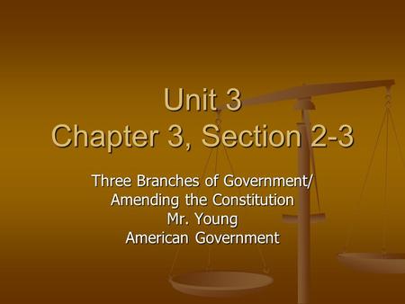 Unit 3 Chapter 3, Section 2-3 Three Branches of Government/