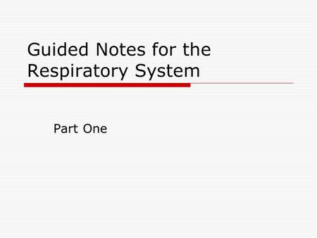 Guided Notes for the Respiratory System