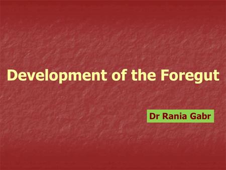 Development of the Foregut