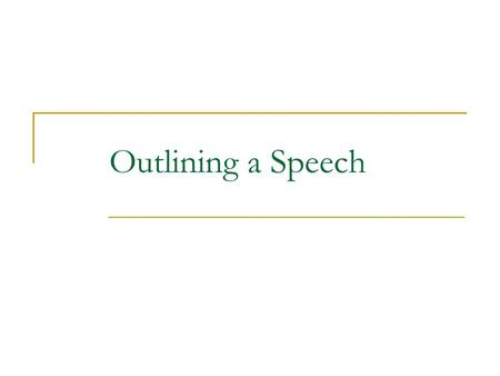 Outlining a Speech.  Outline: _______________  Subordination: _______ terms in order of _________.  Main Headings: _______ divisions, areas, or arguments.