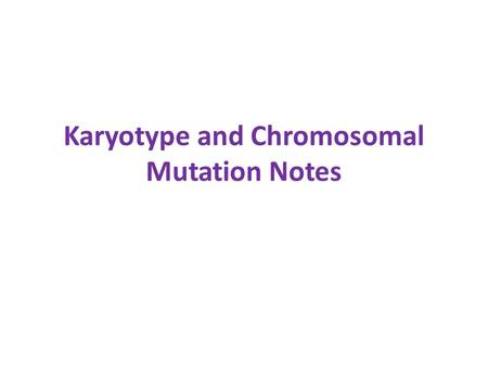 Karyotype and Chromosomal Mutation Notes