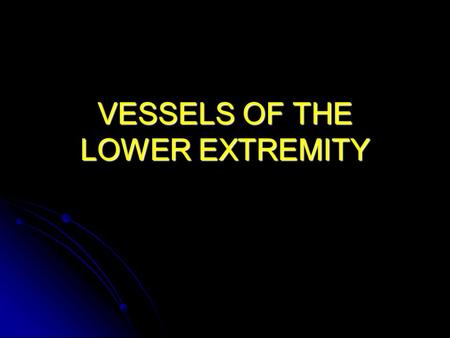 VESSELS OF THE LOWER EXTREMITY