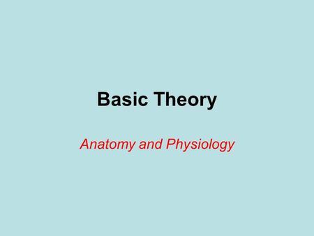 Basic Theory Anatomy and Physiology. Body Planes of Motion.