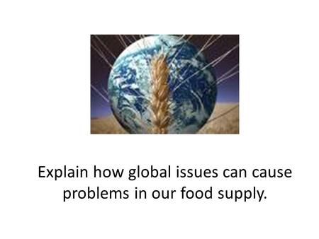 An introduction to the issue of global imbalance in food supply