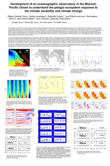 Development of an oceanographic observatory in the Mexican Pacific Ocean to understand the pelagic ecosystem response to the climate variability and climate.