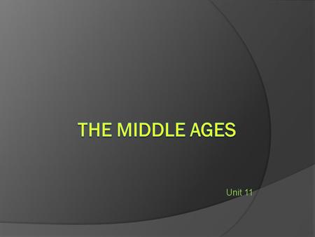 Unit 11. Vocabulary  Middle Ages: the period between the fall of the Roman Empire and the modern era, from A.D. 476 to 1453  Medieval: from the Middle.