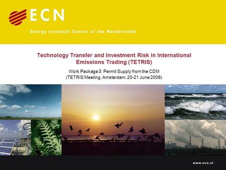 Technology Transfer and Investment Risk in International Emissions Trading (TETRIS) Work Package 3: Permit Supply from the CDM (TETRIS Meeting, Amsterdam,