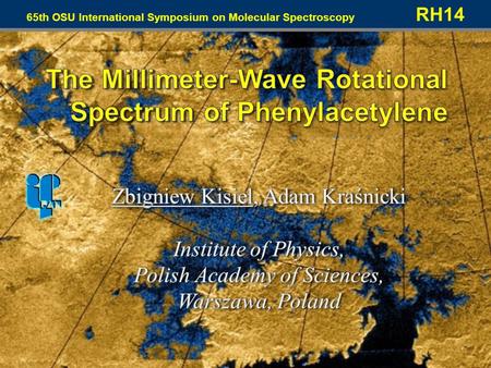 65th OSU International Symposium on Molecular Spectroscopy RH14.